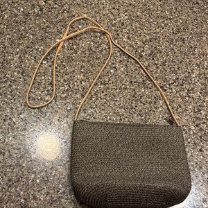 100% Paper Straw Elegant Brown Women's Crossbody Bag